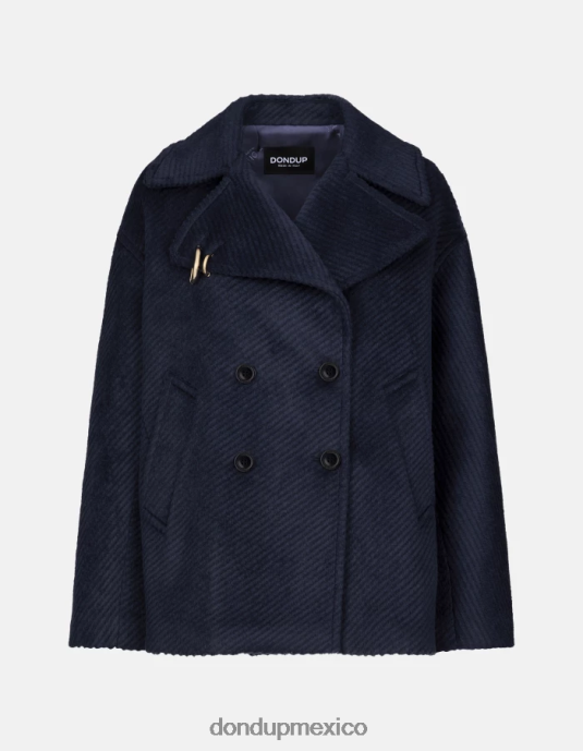 Azul marino DONDUP mujer chaquetón de tela con doble botonadura vestir D0VXD340