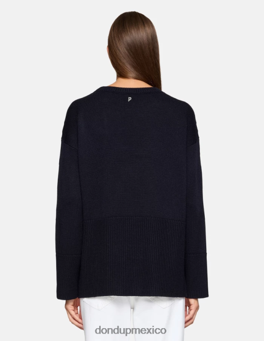 Azul marino DONDUP mujer jersey de lana con cuello redondo vestir D0VXD297