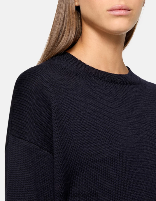 Azul marino DONDUP mujer jersey de lana con cuello redondo vestir D0VXD297