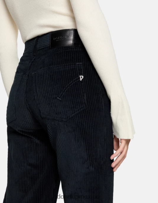 Azul marino DONDUP mujer pantalones anchos de terciopelo color ámbar vestir D0VXD44