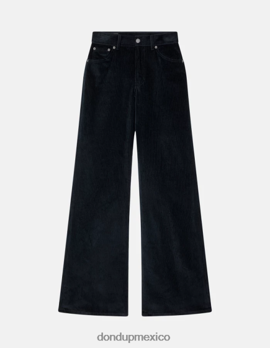 Azul marino DONDUP mujer pantalones anchos de terciopelo color ámbar vestir D0VXD44