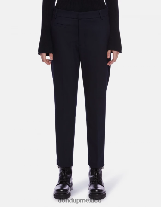 Azul marino DONDUP mujer pantalones ariel carrot fit de 27 pulgadas en mezcla de lana vestir D0VXD145