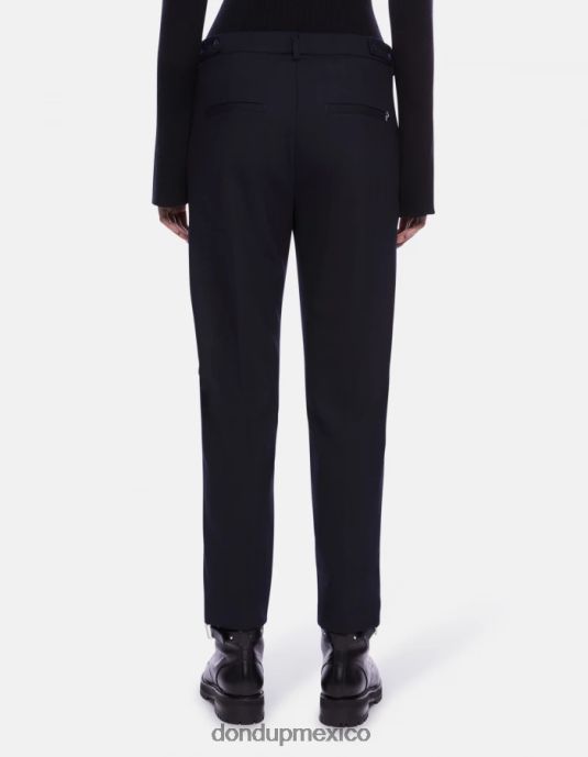 Azul marino DONDUP mujer pantalones ariel carrot fit de 27 pulgadas en mezcla de lana vestir D0VXD145