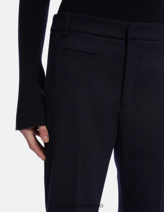Azul marino DONDUP mujer pantalones ariel carrot fit de 27 pulgadas en mezcla de lana vestir D0VXD145