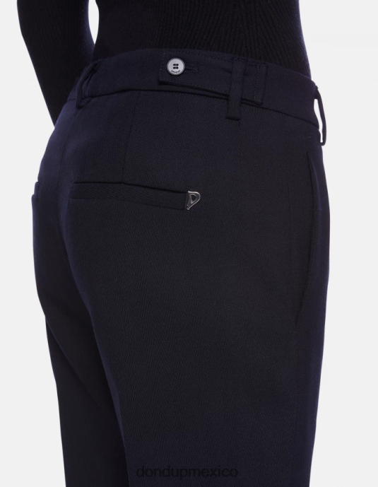 Azul marino DONDUP mujer pantalones ariel carrot fit de 27 pulgadas en mezcla de lana vestir D0VXD145