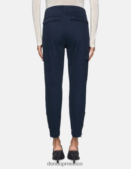 Azul marino DONDUP mujer pantalones cargo de algodón eve vestir D0VXD164