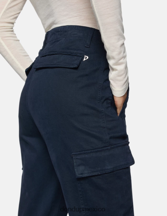 Azul marino DONDUP mujer pantalones cargo de algodón eve vestir D0VXD164