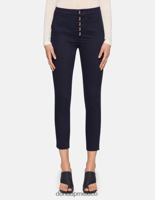 Azul marino DONDUP mujer pantalones carmen slim de algodón vestir D0VXD208