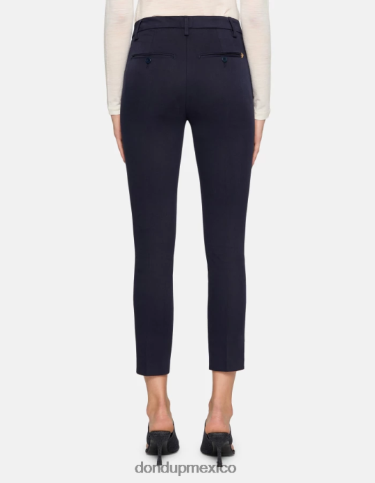 Azul marino DONDUP mujer pantalones carmen slim de algodón vestir D0VXD208