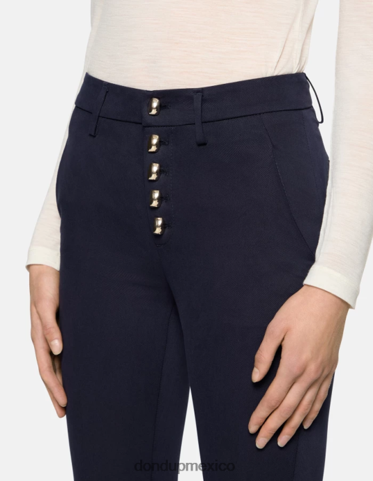 Azul marino DONDUP mujer pantalones carmen slim de algodón vestir D0VXD208