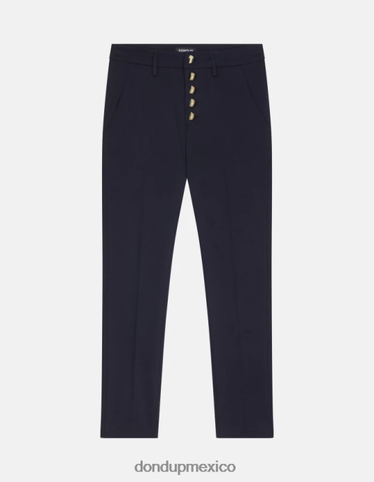 Azul marino DONDUP mujer pantalones carmen slim de algodón vestir D0VXD208