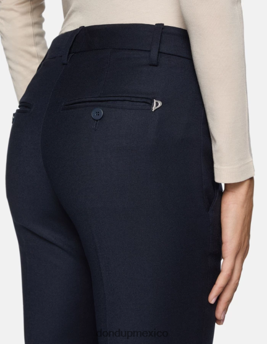 Azul marino DONDUP mujer pantalones de franela perfectos y ajustados vestir D0VXD229