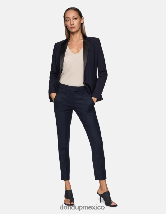 Azul marino DONDUP mujer pantalones de franela perfectos y ajustados vestir D0VXD229