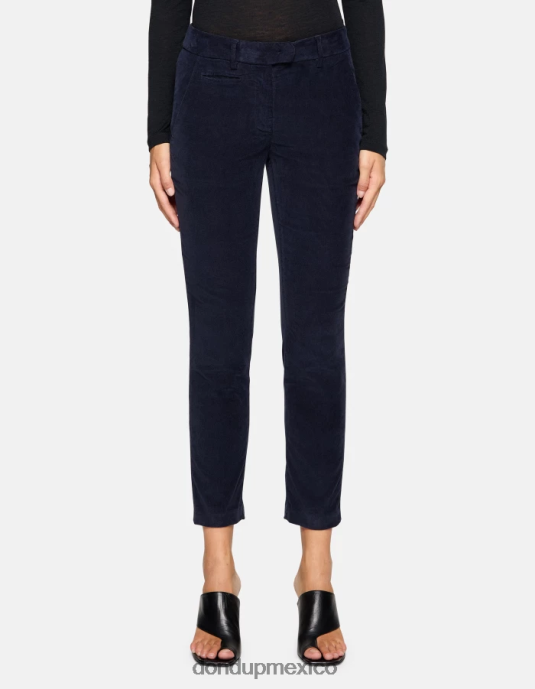Azul marino DONDUP mujer pantalones de terciopelo perfectos y ajustados vestir D0VXD156
