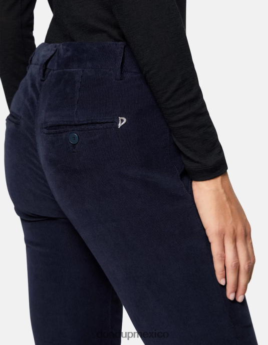 Azul marino DONDUP mujer pantalones de terciopelo perfectos y ajustados vestir D0VXD156