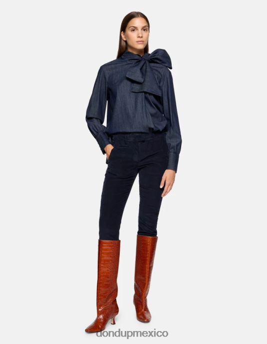 Azul marino DONDUP mujer pantalones de terciopelo perfectos y ajustados vestir D0VXD156