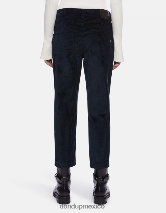 Azul marino DONDUP mujer pantalones holgados de terciopelo koons vestir D0VXD108