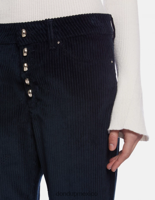 Azul marino DONDUP mujer pantalones holgados de terciopelo koons vestir D0VXD108