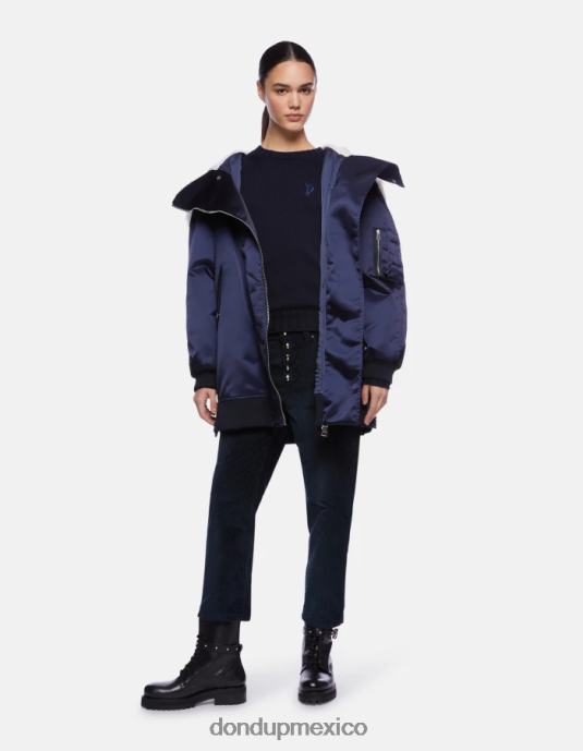 Azul marino DONDUP mujer pantalones holgados de terciopelo koons vestir D0VXD108