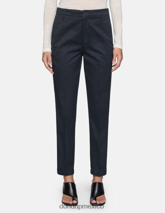Azul marino DONDUP mujer pantalones janis carrot fit de algodón vestir D0VXD128