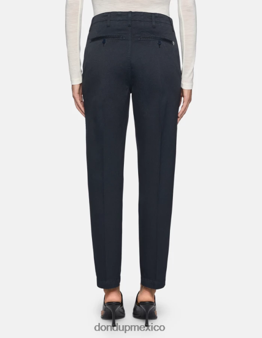Azul marino DONDUP mujer pantalones janis carrot fit de algodón vestir D0VXD128