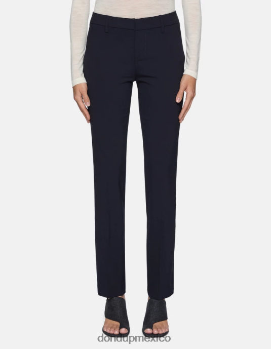 Azul marino DONDUP mujer pantalones kasya regular fit de lana vestir D0VXD142