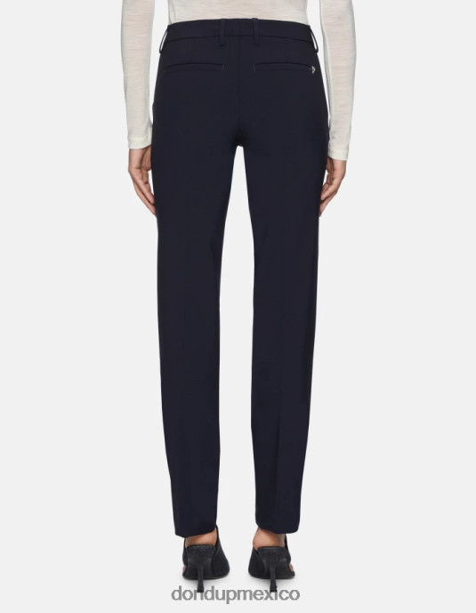 Azul marino DONDUP mujer pantalones kasya regular fit de lana vestir D0VXD142