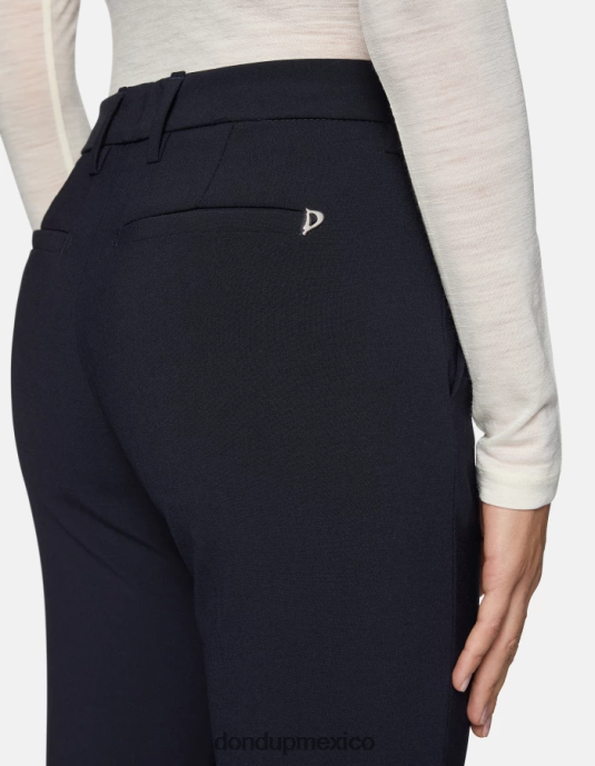Azul marino DONDUP mujer pantalones kasya regular fit de lana vestir D0VXD142