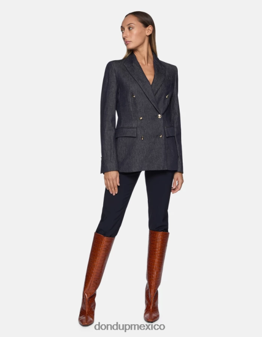 Azul marino DONDUP mujer pantalones kasya regular fit de lana vestir D0VXD142