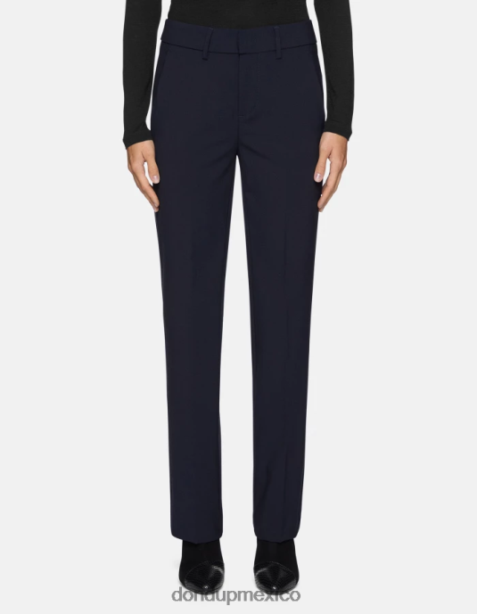 Azul marino DONDUP mujer pantalones meli holgados de lana de 30 pulgadas vestir D0VXD241