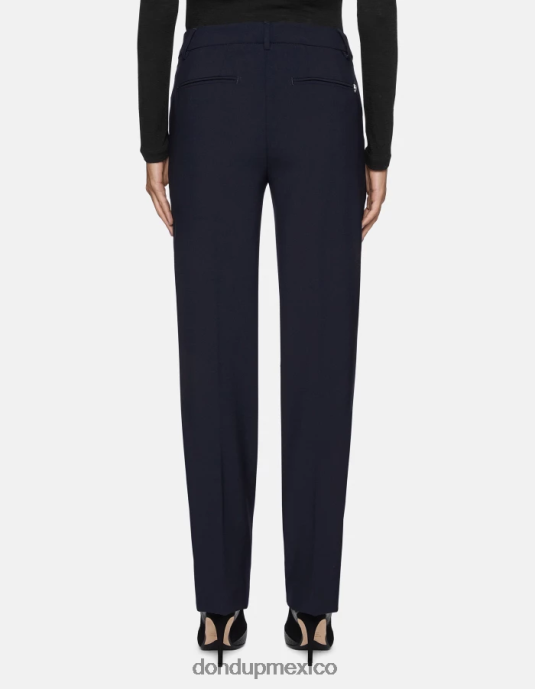 Azul marino DONDUP mujer pantalones meli holgados de lana de 30 pulgadas vestir D0VXD241
