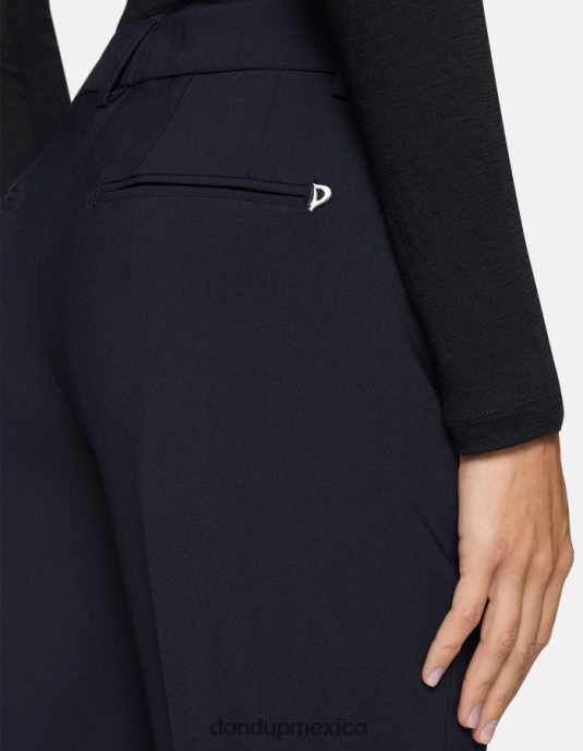 Azul marino DONDUP mujer pantalones meli holgados de lana de 30 pulgadas vestir D0VXD241