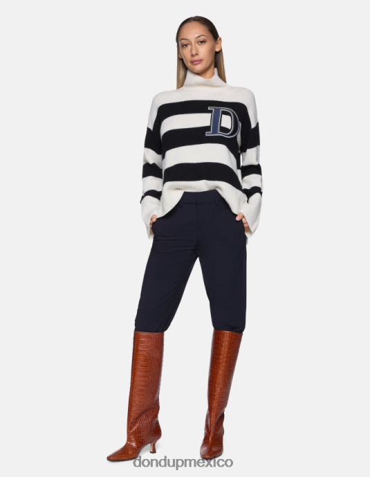 Azul marino DONDUP mujer pantalones meli holgados de lana de 30 pulgadas vestir D0VXD241