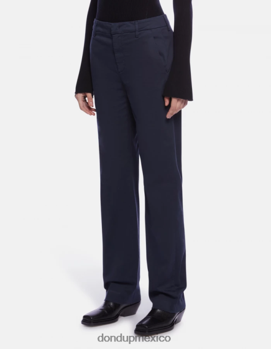 Azul marino DONDUP mujer pantalones patty regular fit de satén vestir D0VXD203
