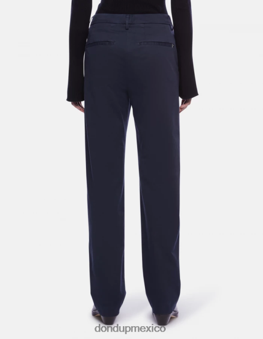 Azul marino DONDUP mujer pantalones patty regular fit de satén vestir D0VXD203