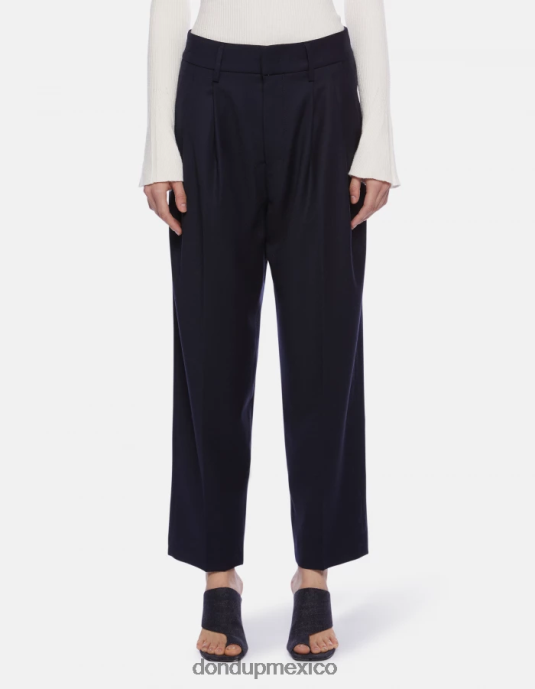 Azul marino DONDUP mujer pantalones sheryl holgados de franela vestir D0VXD169