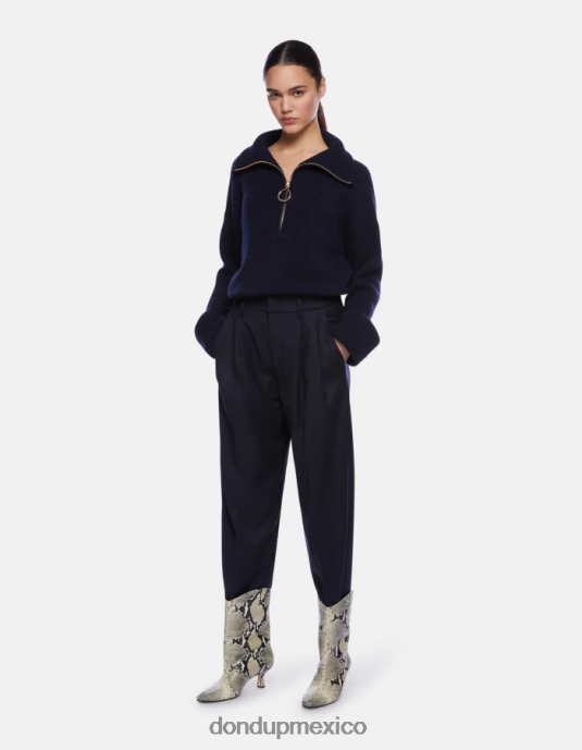 Azul marino DONDUP mujer pantalones sheryl holgados de franela vestir D0VXD169
