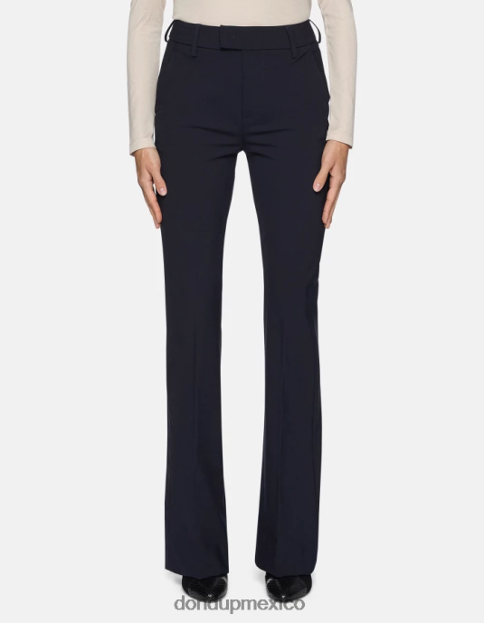 Azul marino DONDUP mujer pantalones tina de lana con corte bootcut vestir D0VXD192