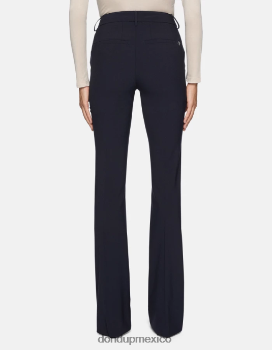 Azul marino DONDUP mujer pantalones tina de lana con corte bootcut vestir D0VXD192