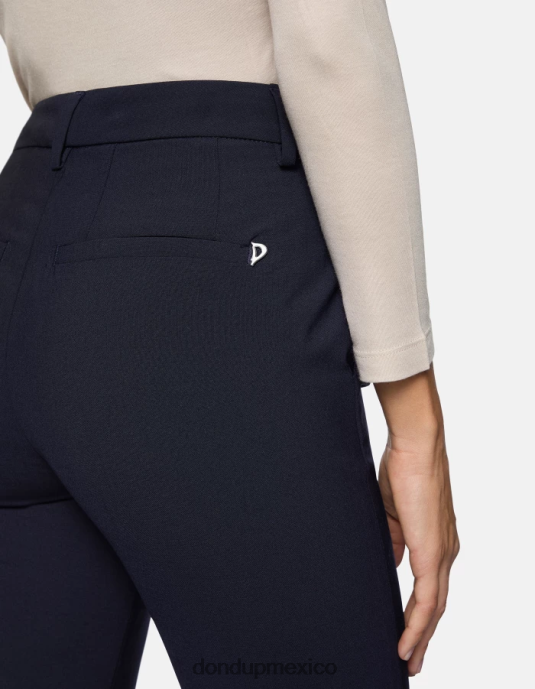 Azul marino DONDUP mujer pantalones tina de lana con corte bootcut vestir D0VXD192
