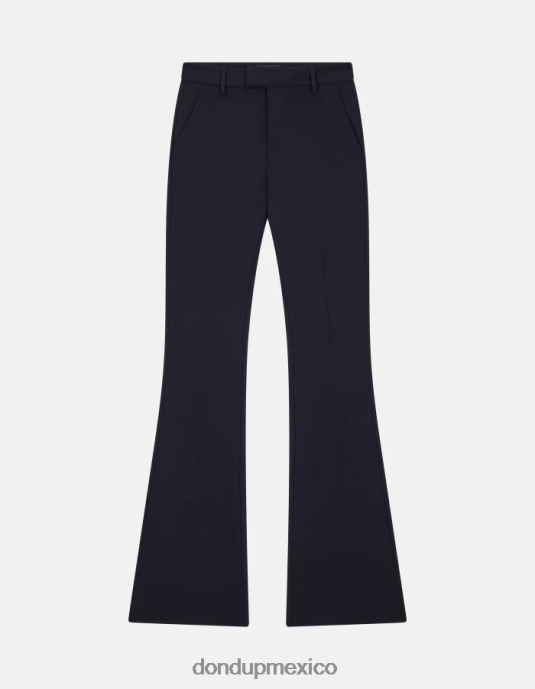 Azul marino DONDUP mujer pantalones tina de lana con corte bootcut vestir D0VXD192