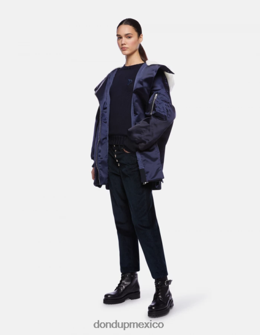 Azul marino DONDUP mujer parka de satén extragrande vestir D0VXD349