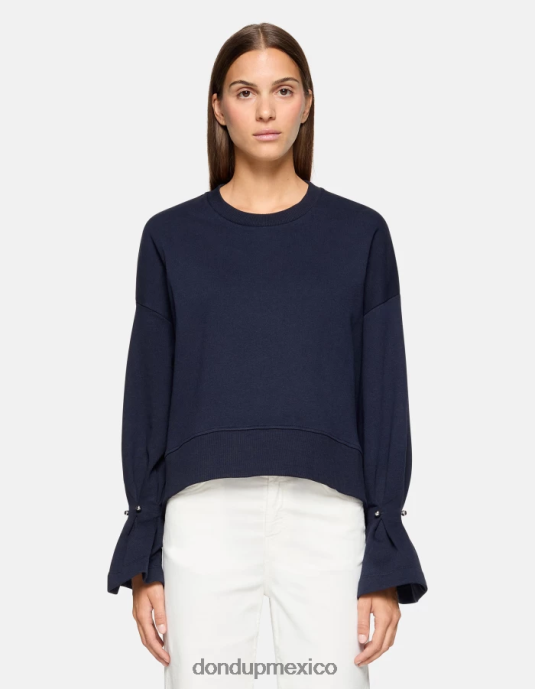 Azul marino DONDUP mujer sudadera regular fit con cuello redondo vestir D0VXD426