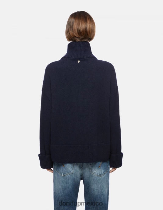 Azul marino DONDUP mujer suéter oversize de lana con cuello tipo polo vestir D0VXD336