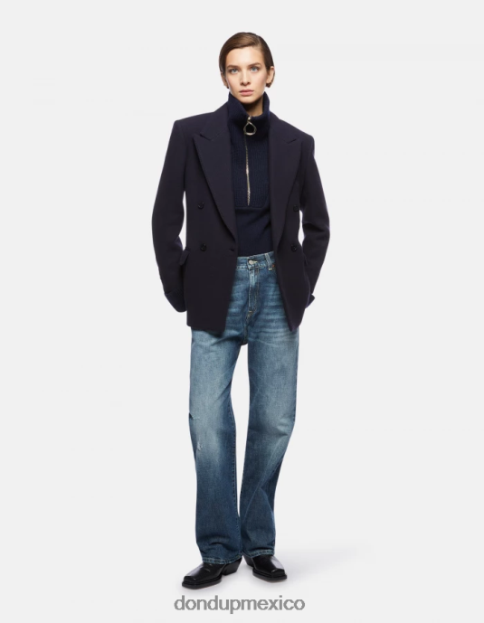 Azul marino DONDUP mujer suéter oversize de lana con cuello tipo polo vestir D0VXD336