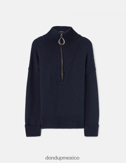 Azul marino DONDUP mujer suéter oversize de lana con cuello tipo polo vestir D0VXD336