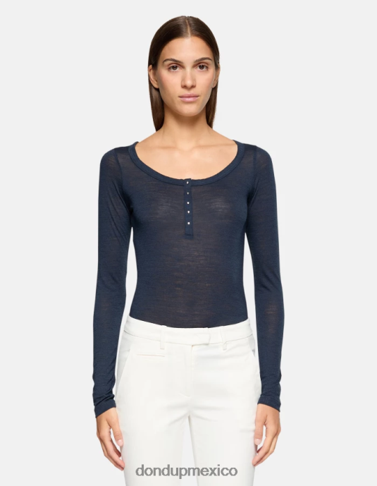 Azul marino DONDUP mujer top henley de lana slim fit vestir D0VXD430