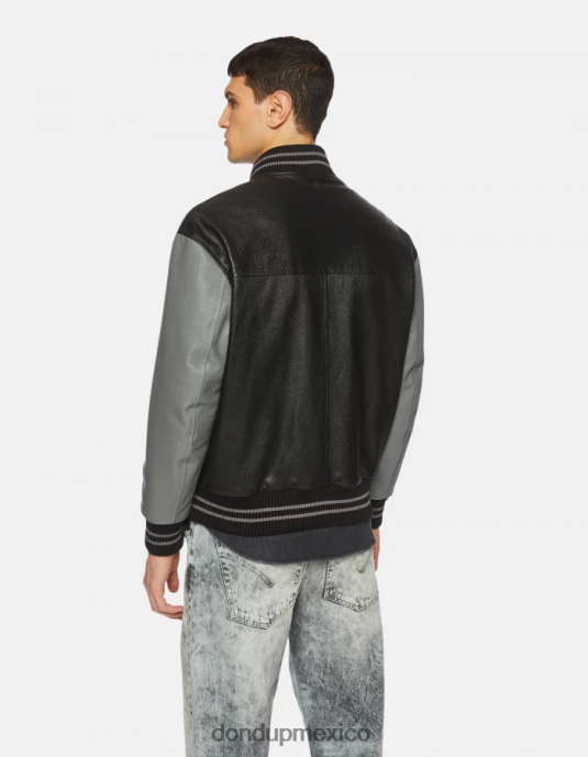 Gris oscuro DONDUP hombres chaqueta bomber holgada de piel de napa vestir D0VXD917