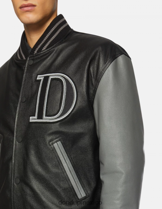 Gris oscuro DONDUP hombres chaqueta bomber holgada de piel de napa vestir D0VXD917