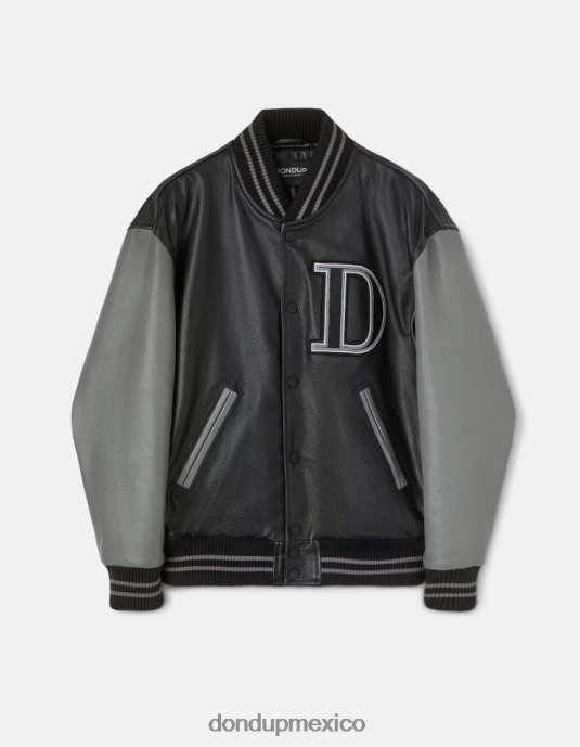 Gris oscuro DONDUP hombres chaqueta bomber holgada de piel de napa vestir D0VXD917